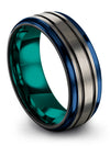 Grey Black Wedding Bands Set Brushed Tungsten Rings for Male Promise Bands - Charming Jewelers