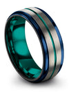 Tungsten Wedding Band Grey and Teal Men&#39;s Band Tungsten Grey Jewelry - Charming Jewelers