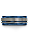 Tungsten Wedding Band Grey and Blue Men&#39;s Band Tungsten Grey Jewelry - Charming Jewelers