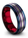 Grey and Purple Wedding Ring Men Tungsten Carbide Band for Woman Grey Purple - Charming Jewelers
