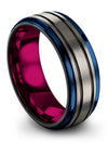 Weddings Ring Sets for Wife and Her Tungsten Bands for Guys Grey Black Mid Band - Charming Jewelers