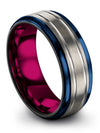 Man Matte Promise Rings Wedding Bands Set Her and Fiance Tungsten Simple Rings - Charming Jewelers