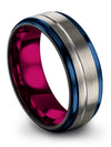 Female 8mm Wedding Ring Grey Wedding Band Tungsten Carbide