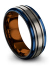 Woman Grey Plain Wedding Bands Tungsten Bands for Men Custom Engraved Coupled - Charming Jewelers