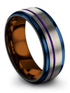 Wedding Band Man Grey Purple Tungsten Rings for Ladies Customized Grey Band - Charming Jewelers