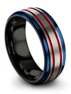 Groove Wedding Bands for Mens Guys Tungsten Ring 8mm Grey Plated Midi Rings - Charming Jewelers