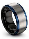 Male Line Wedding Band Brushed Tungsten Grey Ring for Man Grandfather Matching - Charming Jewelers