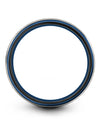 Unique Grey Female Wedding Band Tungsten Band Mens Grey and Blue 8mm Rings - Charming Jewelers