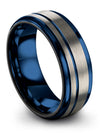 8mm Blue Line Bands for Couples Special Tungsten Band Men&#39;s and Male Promise - Charming Jewelers