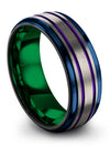 Wedding Band Set Man and Woman Tungsten Bands for Guy Step Flat Unique Grey - Charming Jewelers