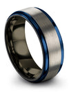 Grey Anniversary Band for Couple Tungsten Ring for Male 8mm Engagement Mens - Charming Jewelers