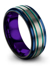 8mm Teal Line Ladies Wedding Rings Tungsten Wedding Ring for Couples Marriage - Charming Jewelers