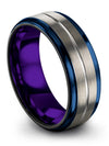Wedding Band Matching Set Tungsten Band for Mens 8mm Grey Matching Couple Band - Charming Jewelers