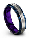 Step Flat Wedding Band Tungsten Ring His and Fiance Brushed Grey Rings - Charming Jewelers