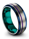 Womans Purple Line Wedding Band Tungsten Band for Man Engraved I Promise Rings - Charming Jewelers