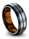 Wedding Rings for Woman Sets Grey Blue Grey Tungsten Band for Male Couples - Charming Jewelers