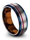 Wedding Band Grey Tungsten Band Womans Groove Band Tungsten Carbide Band - Charming Jewelers