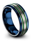 Grey Green Anniversary Band Guy Tungsten Rings for Male