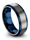 8mm Line Wedding Rings for Men Grey Tungsten Wedding Bands Grey Band Set Male - Charming Jewelers