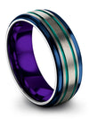 Wedding Rings Engagement Men&#39;s Tungsten Bands 8mm Grey Teal Female Couple Gifts - Charming Jewelers