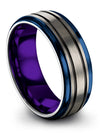 Brushed Female Anniversary Band Wedding Ring for Male Tungsten Grey Men Bands - Charming Jewelers