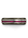 Wedding Band and Engagement Band Sets 6mm Fucshia Line Ring Tungsten Midi Grey - Charming Jewelers