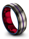 Grey and Purple Wedding Rings for Female Tungsten Ring Sets for Couples Grey - Charming Jewelers