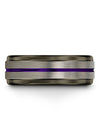 Wedding Grey Ring Set Wedding Rings Grey Tungsten Carbide Grey and Purple Ring - Charming Jewelers