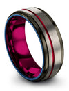 Guy Promise Band 8mm Black Line Tungsten Engagement Womans Ring Her and Fiance - Charming Jewelers