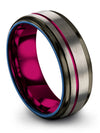 Guy Promise Band 8mm Fucshia Line Tungsten Engagement