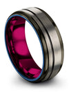 Grey Black Ring Wedding Sets Tungsten Carbide Grey and Black Ring Men&#39;s Band - Charming Jewelers