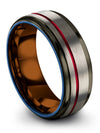 Grey and Black Wedding Rings Fiance and Wife Tungsten Wedding Rings Groove - Charming Jewelers