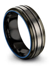 Engrave Wedding Rings Men Tungsten Wedding Band Sets Grey and Black Anniversary - Charming Jewelers