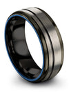 Grey Black Guys Wedding Ring Mens Bands Tungsten Carbide Birthday Sets 8mm Grey - Charming Jewelers