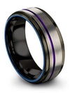 Unique Jewelry Tungsten Band Couple 8mm Purple Line Bands Small Gift Ideas - Charming Jewelers