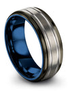Engagement Anniversary Ring Set 8mm Grey Tungsten Men Wedding Ring Grey Shinto - Charming Jewelers