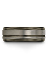 Brushed Grey Promise Band Brushed Grey Tungsten Ring Grey Step Flat Gift - Charming Jewelers
