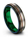 Wedding Rings Grey for Men&#39;s Tungsten Bands His and Fiance Brushed Step Flat - Charming Jewelers