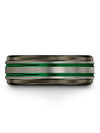 Womans Wedding Bands Set Tungsten Rings Set Green Line Bands Mens Small Gifts - Charming Jewelers