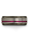 Grey Wedding Bands Set for Man Male Grey Fucshia Tungsten Wedding Rings Promise - Charming Jewelers