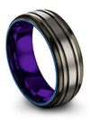 Set of Wedding Band 8mm Black Line Tungsten Band for Guys Custom Bands - Charming Jewelers