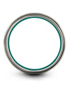 Mens Anniversary Ring Tungsten Grey and Teal Grey Tungsten Carbide Mens Large - Charming Jewelers
