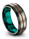 Carbide Tungsten Wedding Bands for Men&#39;s Tungsten Rings Grey Copper 8mm 10th - - Charming Jewelers