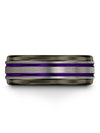 Grey and Purple Promise Rings for Male Tungsten Bands for Men Carbide Band - Charming Jewelers