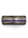 Man Wedding Bands Grey 8mm Tungsten Grey Rings for Guys 8mm Grey Purple Jewelry - Charming Jewelers