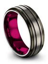 Guys Anniversary Band Tungsten Carbide 8mm Man Tungsten Wedding Ring Solid Grey - Charming Jewelers