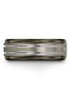 Grey Wedding Band Set Girlfriend and Husband Tungsten Ring Grey for Male Grey - Charming Jewelers