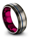 Guy Grey and Blue Tungsten Wedding Bands Dainty Tungsten Bands Promise Ring - Charming Jewelers