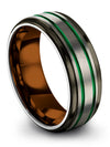 Unique Wedding Ring for Woman Grey and Green Tungsten Rings Cute Matching Rings - Charming Jewelers