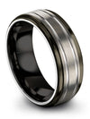 Wedding Sets for Woman Men&#39;s Grey Band Tungsten Handmade Jewelry Mens 8mm 25 - Charming Jewelers